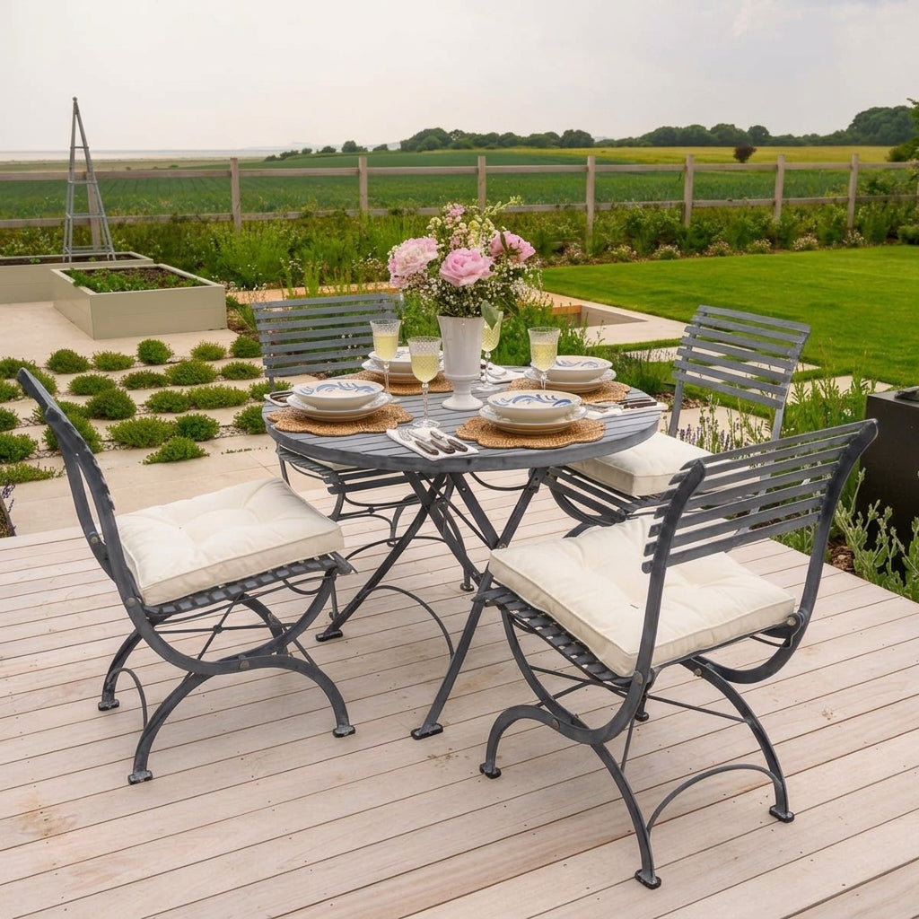 Dining Table Set with 4 Chairs - Hand Etched Design, photo 1