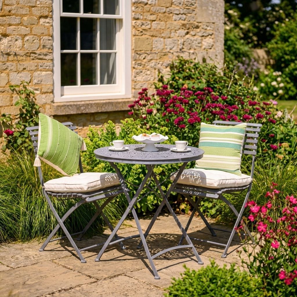 Bistro Table Set with 2 Chairs - Hand Etched Design