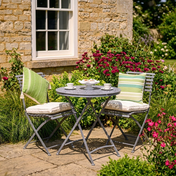 Bistro Table Set with 2 Chairs (Chair Design B) - Hand Etched Design