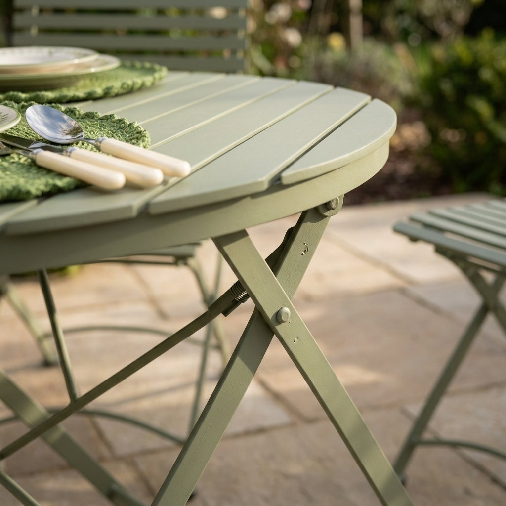 Dining Table Set with 4 Chairs - Lichen Green - Foldable Design, photo 2