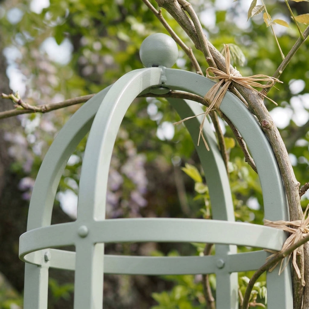 2.1m Steel Round Obelisk Lichen Green Plant Support, photo 2