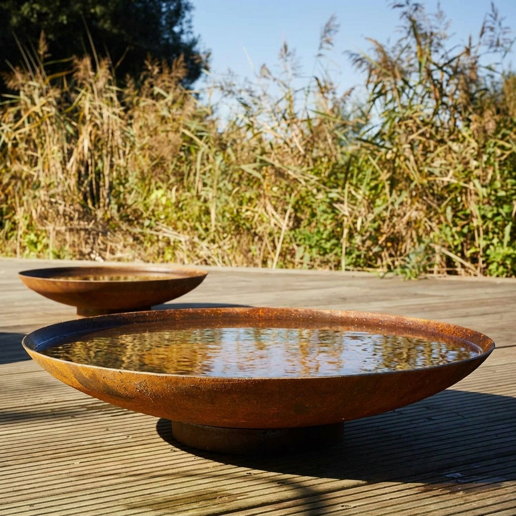 Large Curved Water Bowl - Corten Steel, photo 1