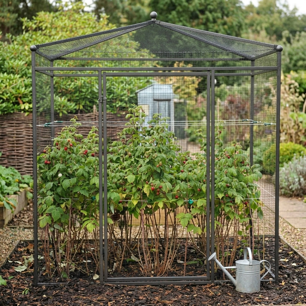 Raspberry Support with Steel Posts and Wires