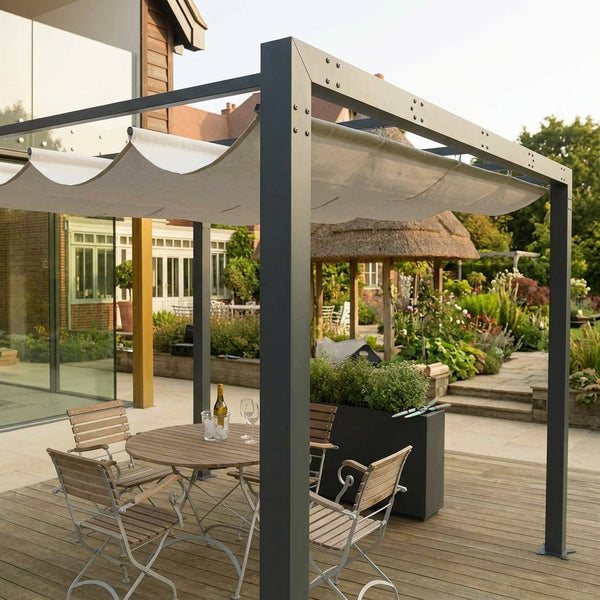 Contemporary Pergola with Retractable Awning