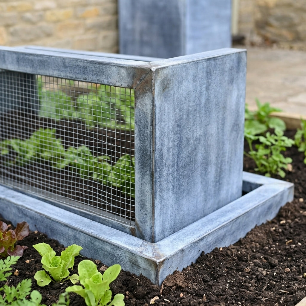 Square Metal Planter with Antique Etched Finish (view 2)