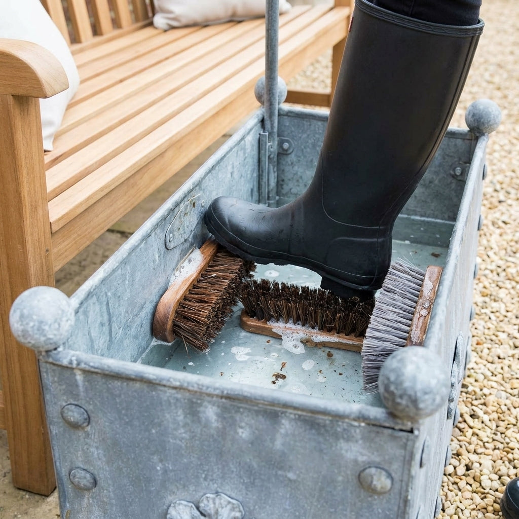 50L Boot Wash Galvanised Steel with Side and Base Brushes, photo 2