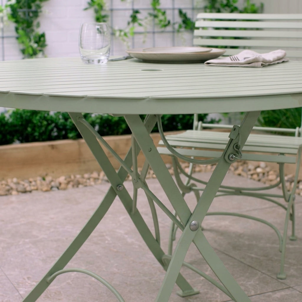 Folding Round Dining Table Lichen Green (view 2)