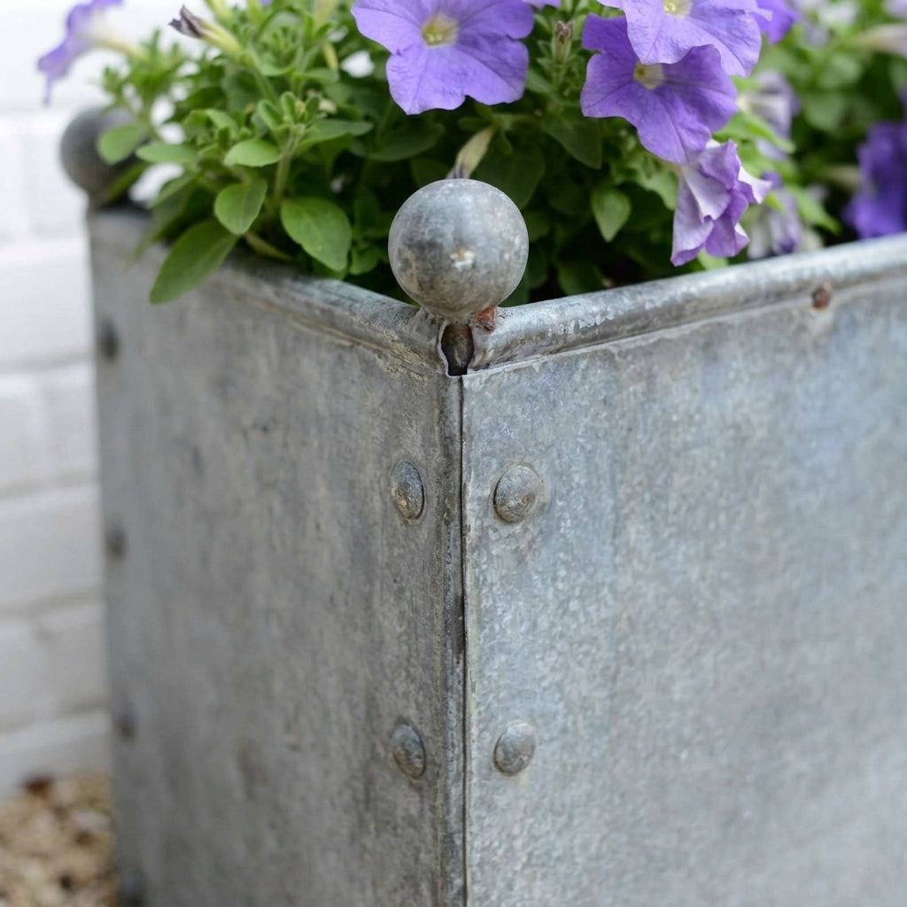 Traditional Trough Planter Galvanised Steel Decorative Design (view 2)