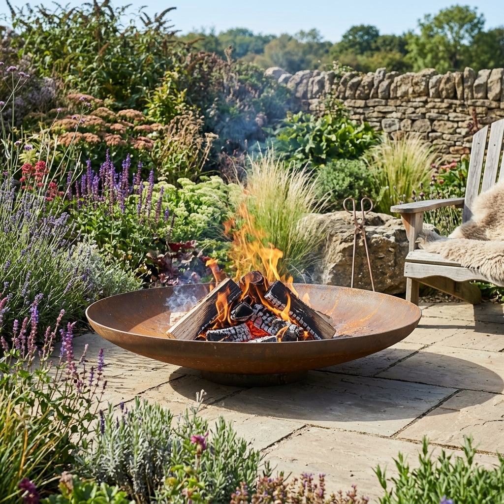 Large Curved Fire Bowl - Corten Steel, photo 1