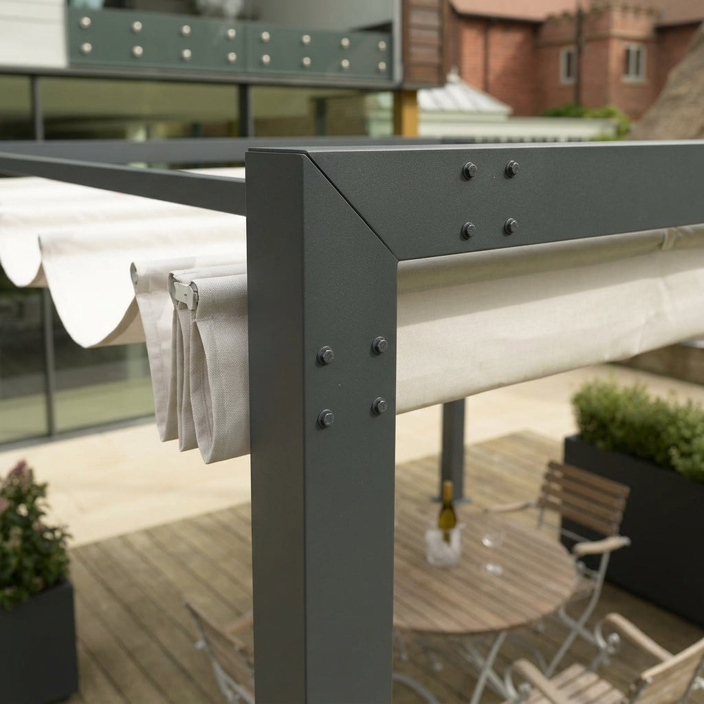 Contemporary Pergola with Retractable Awning (view 2)