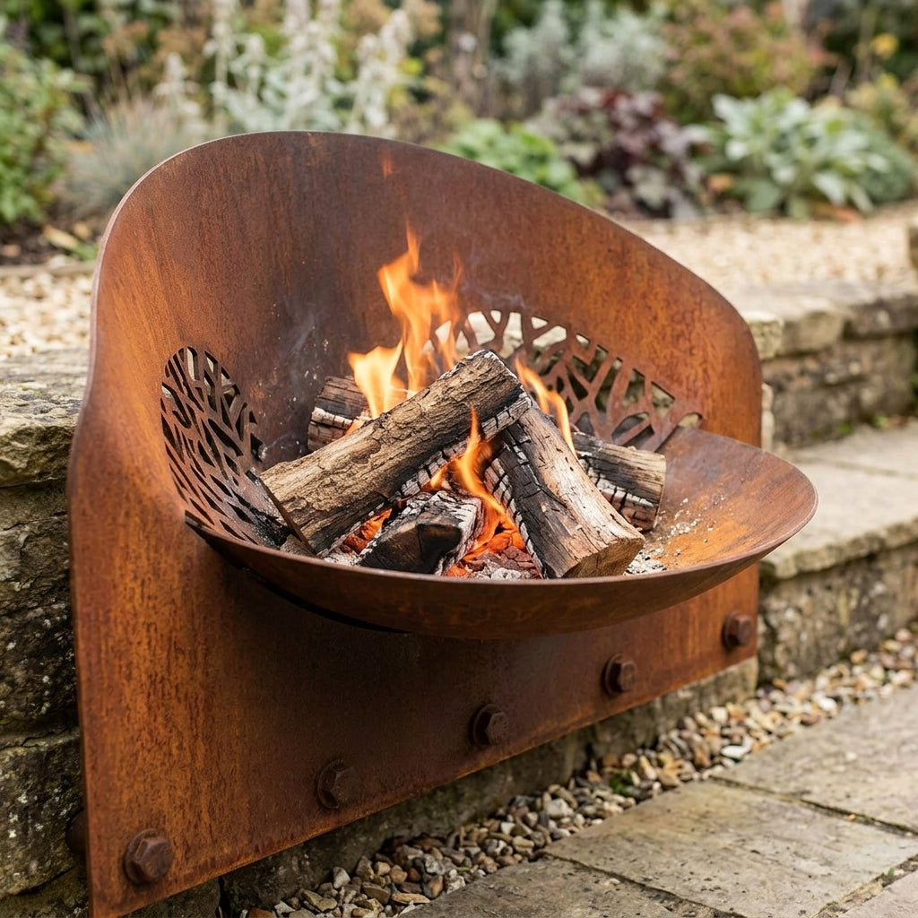 Small Fire Bowl - Curved Corten Steel, photo 2