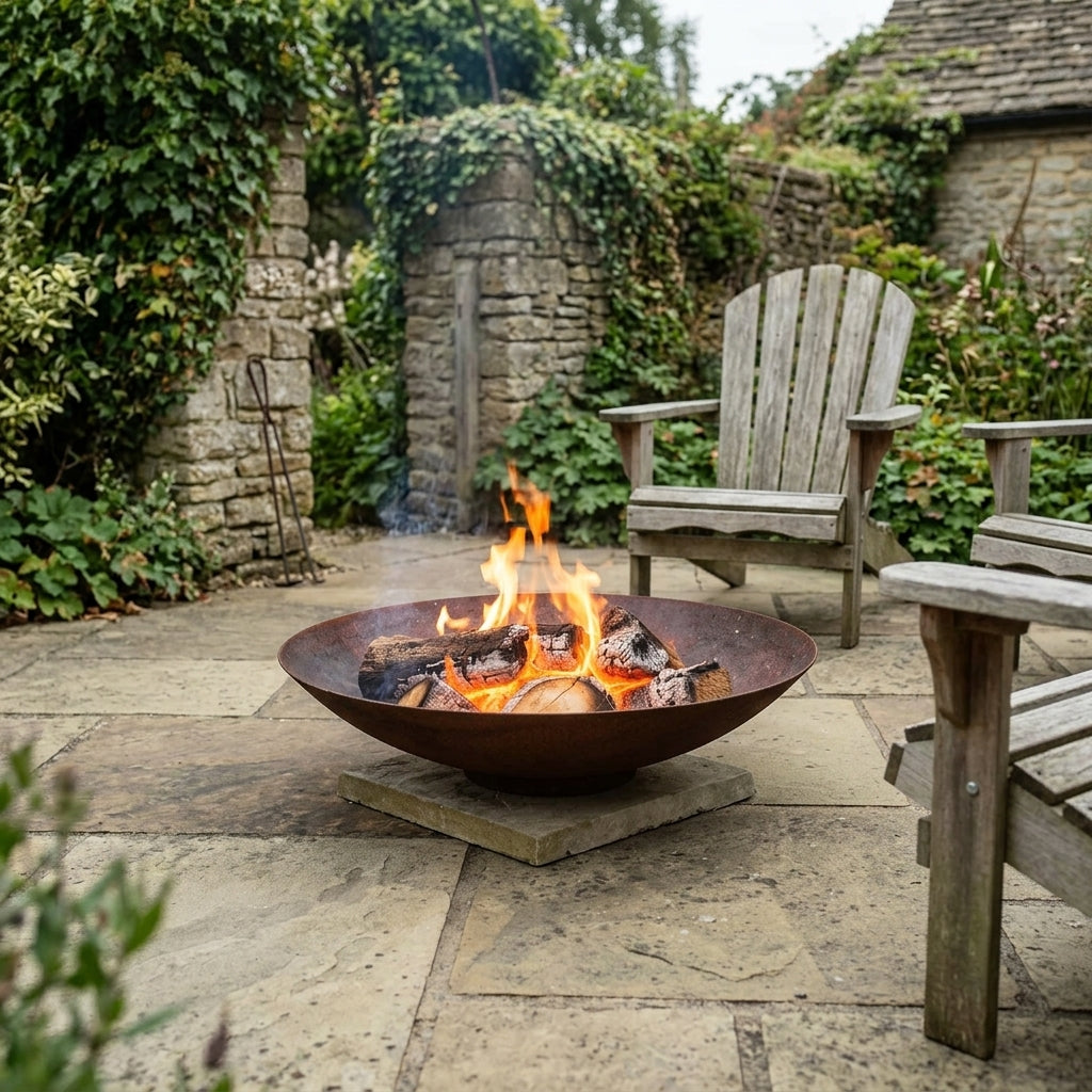 Small Fire Bowl - Curved Corten Steel, photo 1