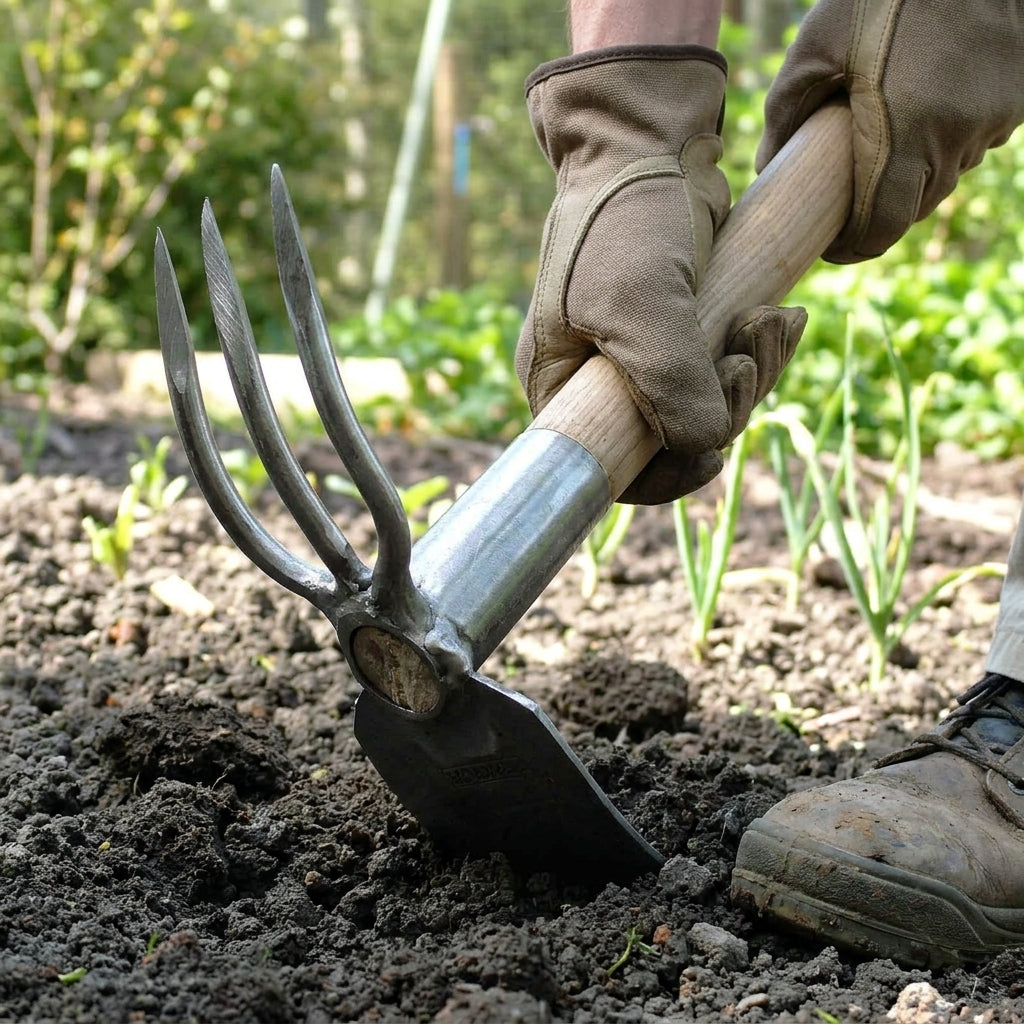 Long Handled Fork and Mattock Dual Purpose Tool