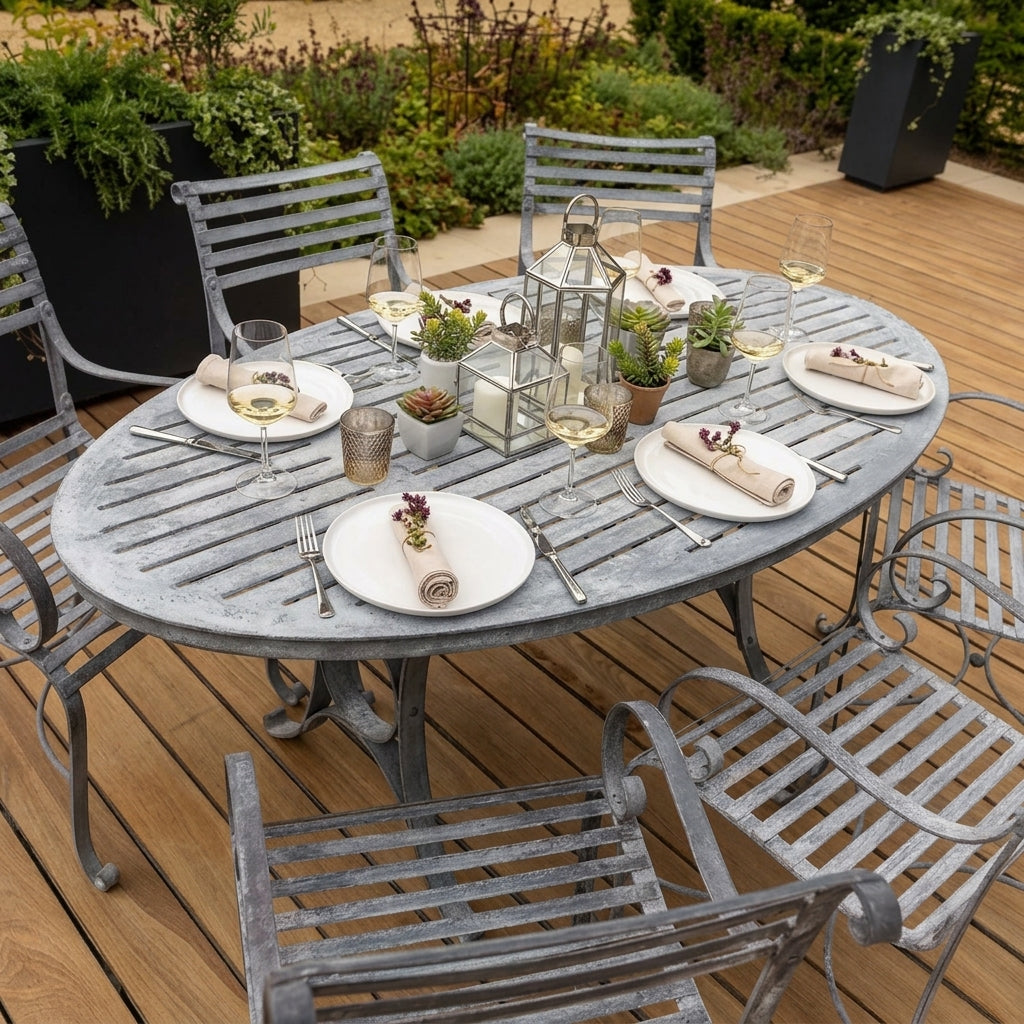 1.8m Oval Dining Table Steel, photo 1