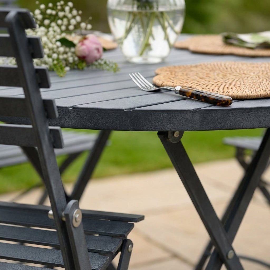 1m Round Dining Table Set with 4 Folding Chairs, photo 2