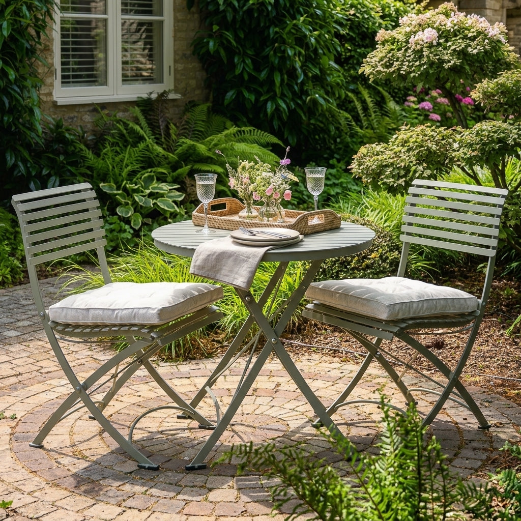 Bistro Table Set & 2 Chairs - Compact Folding Design