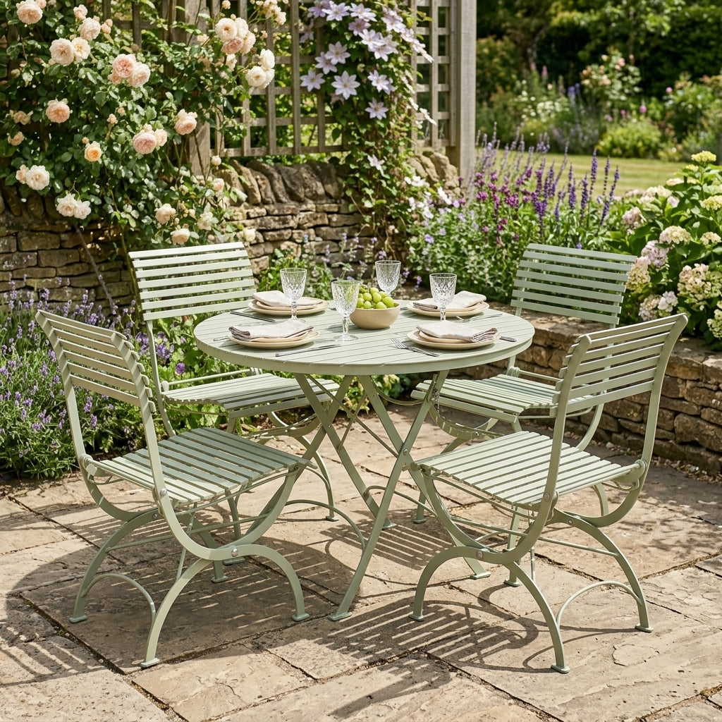 Folding Round Dining Table Lichen Green