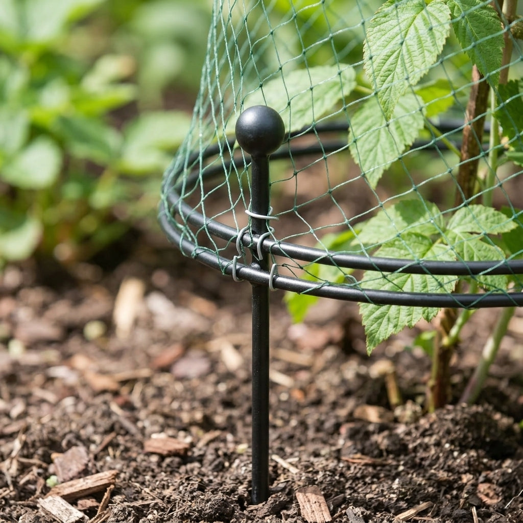 Short Circular Plant Support - Matt Black - Solid Steel, photo 2