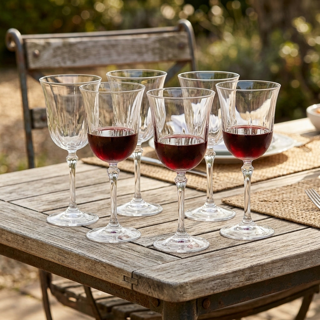 Set of 6 Red Wine Glasses - Optic Crystal Design, photo 2