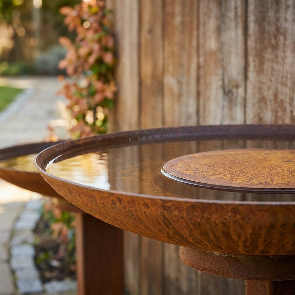Large Curved Water Bowl - Corten Steel, photo 2
