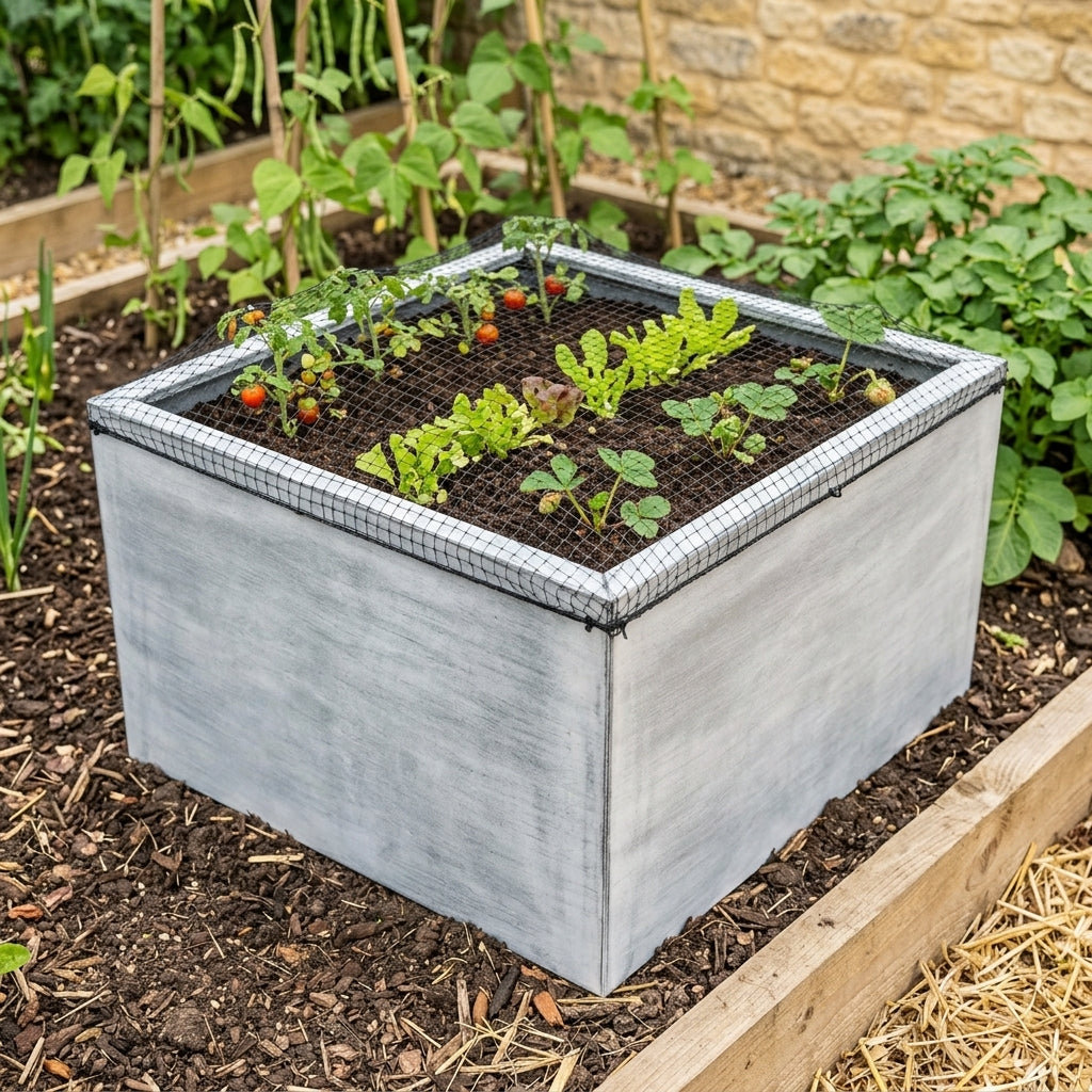 Metal Planter with Antique Etched Finish