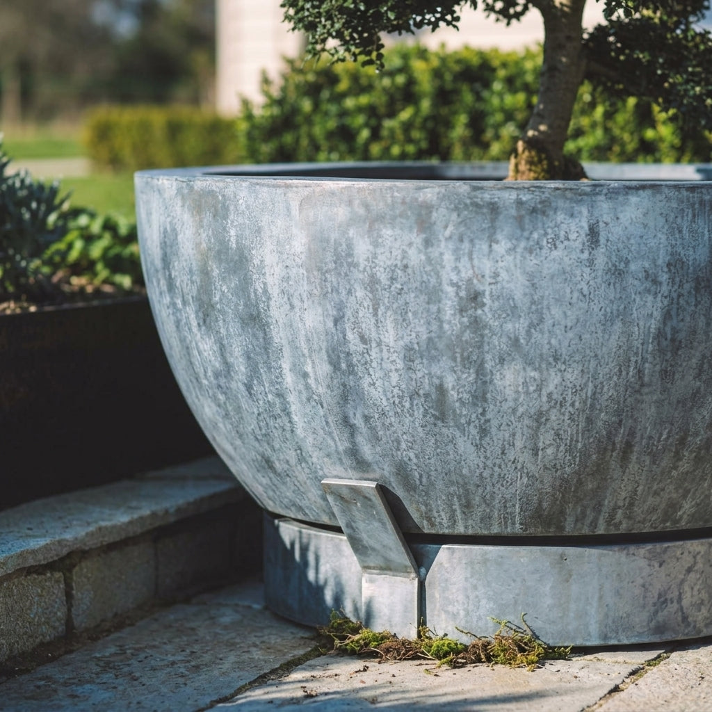 Semi Circle Planter Wide Low Weathered Zinc (view 2)