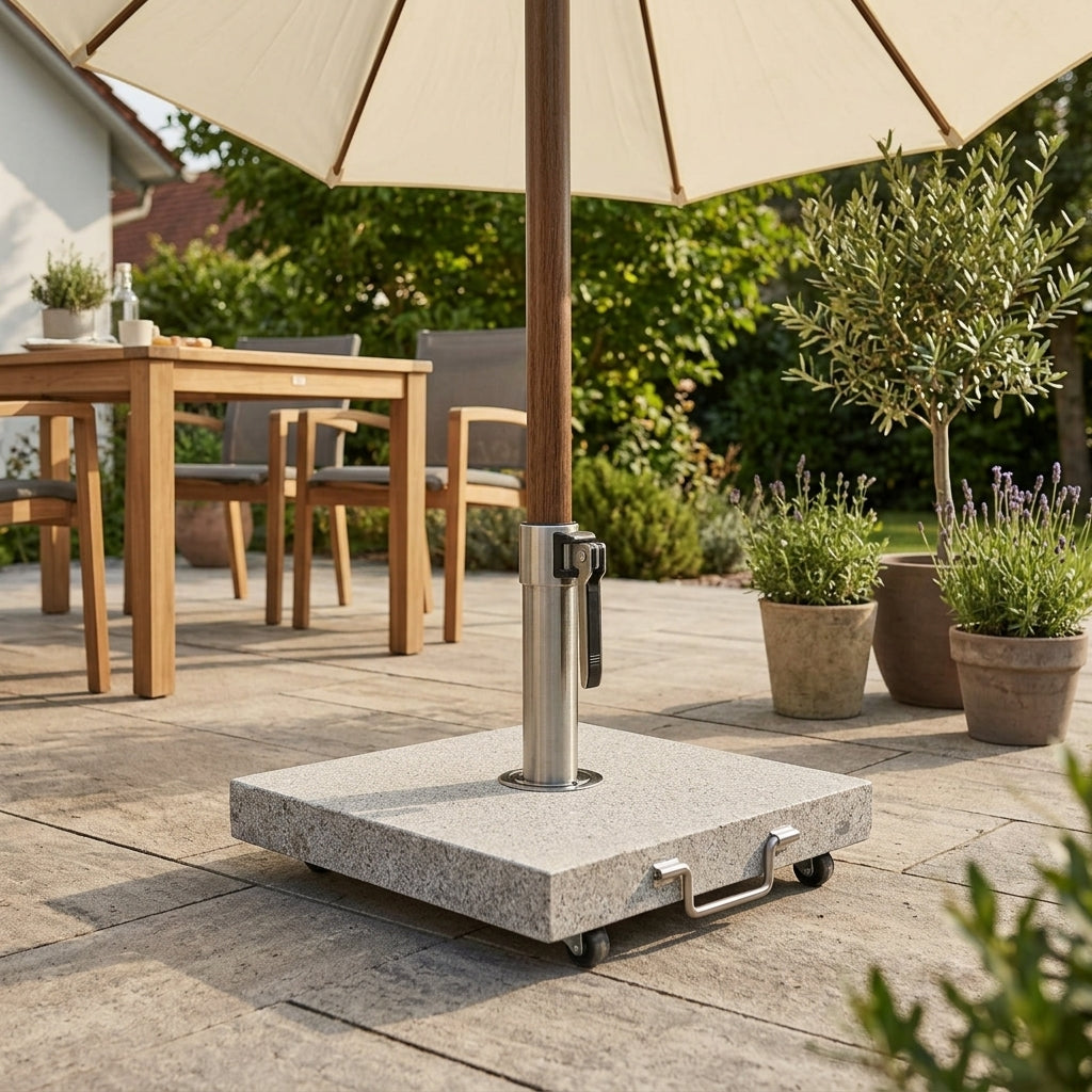 25kg Parasol Base Granite with Wheels, photo 1