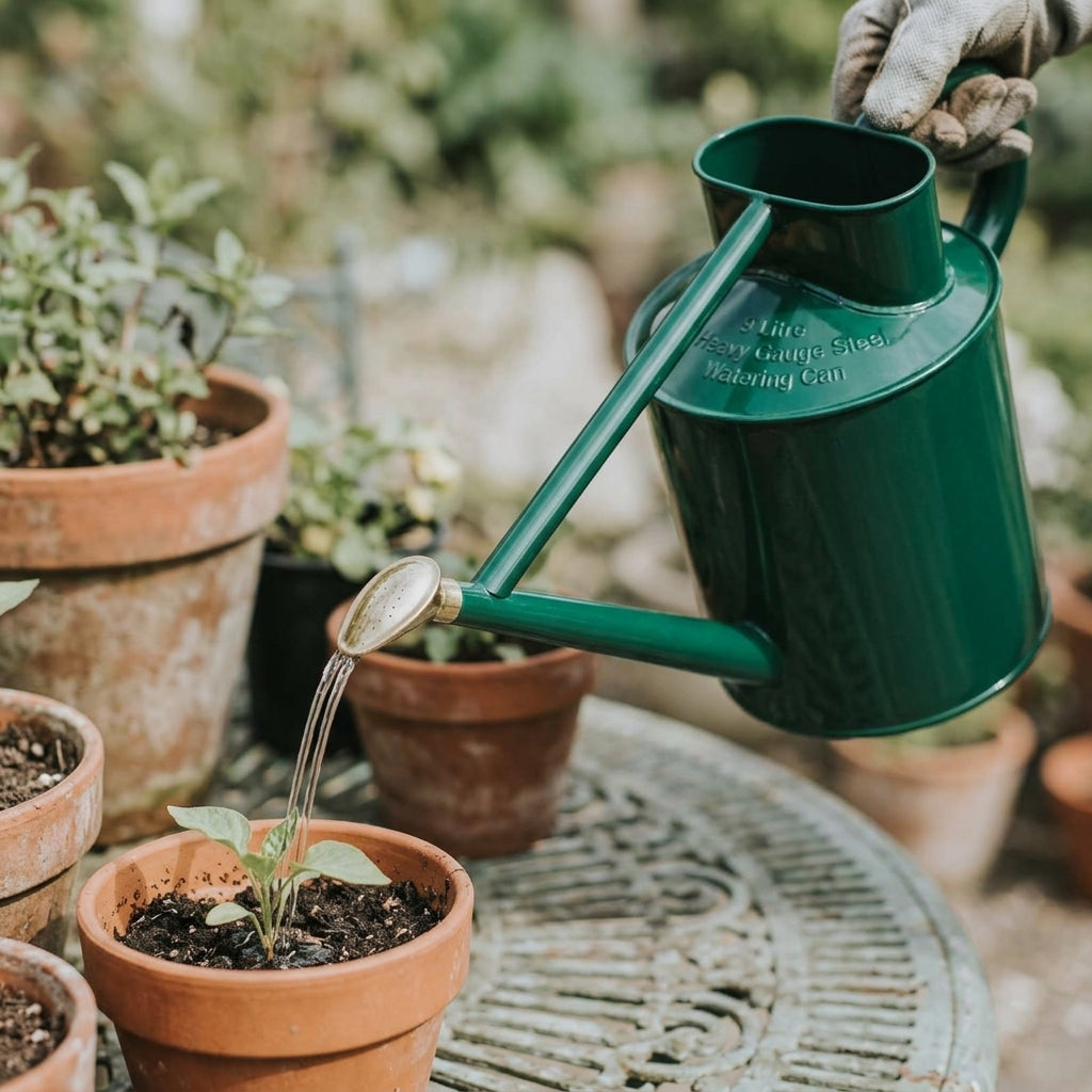 9 Litre Watering Can Green Heavy Gauge Steel, photo 2