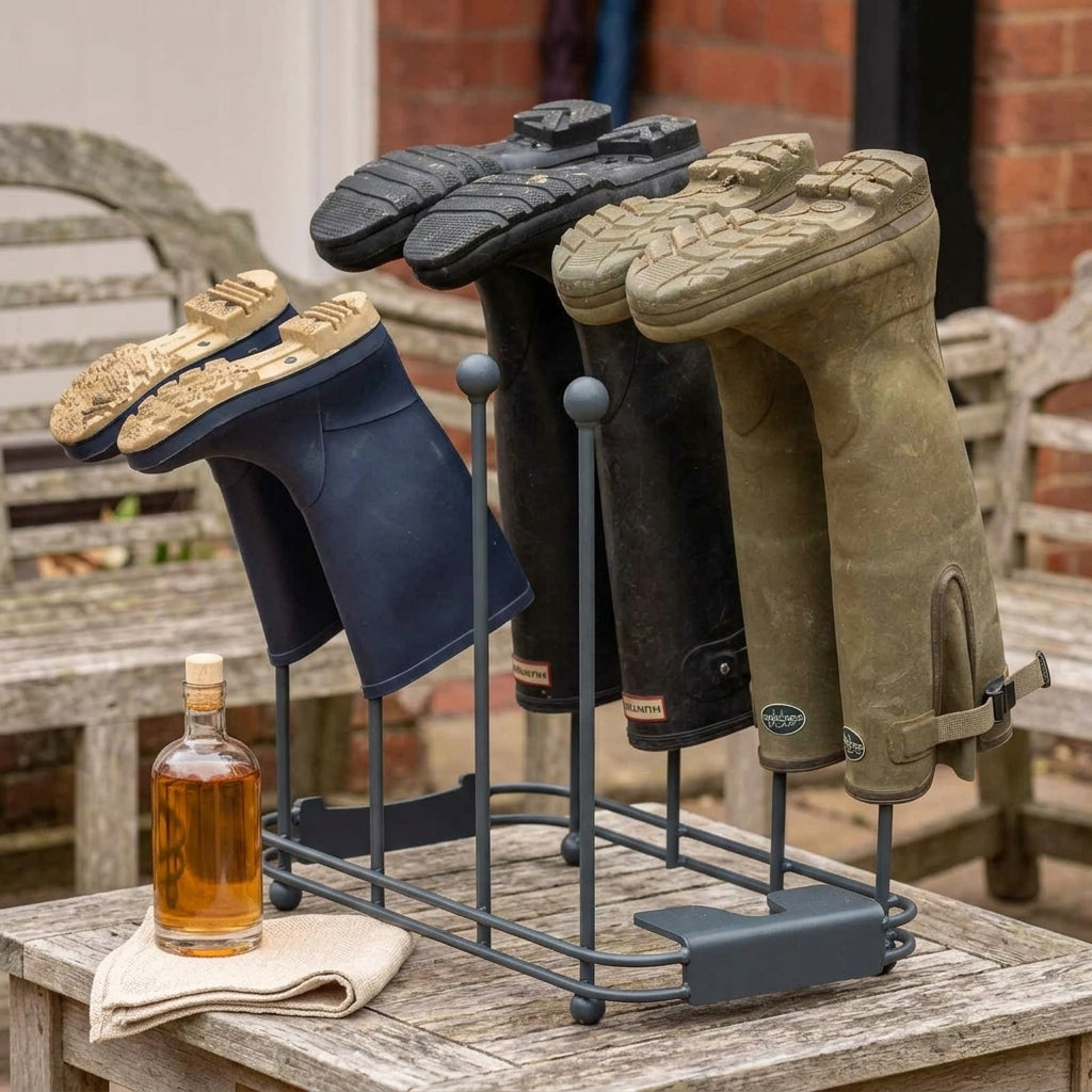 Welly Boot Station - 4 Pairs Storage with Scraper & Boot Jack, photo 2