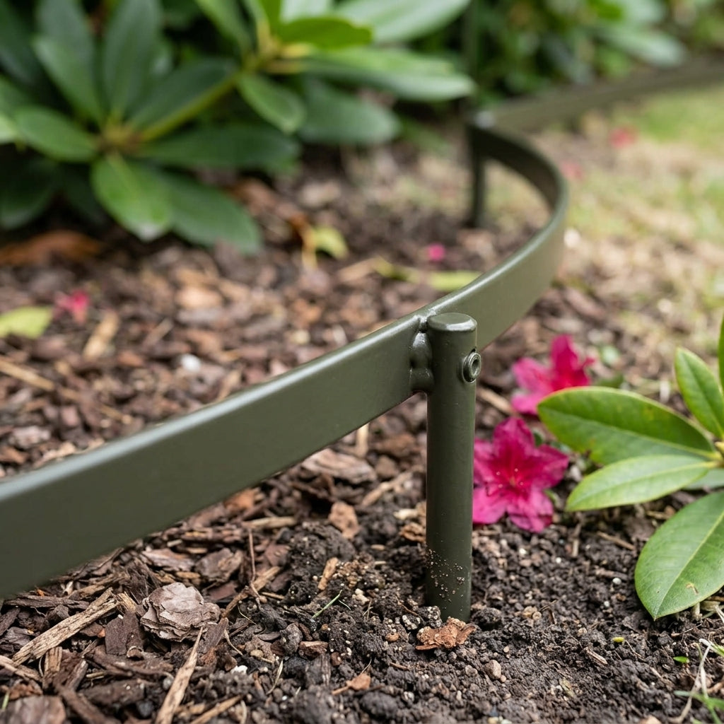 Curved Border Restraints 6mm Galvanised Steel Dark Olive Green (view 2)