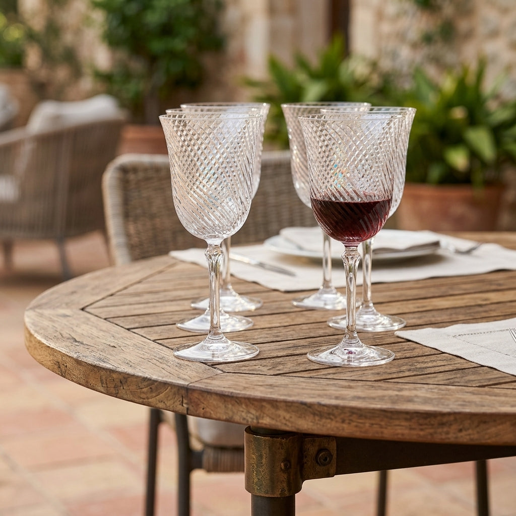 Set of 6 Twisted Cut Crystal Red Wine Glasses, photo 2