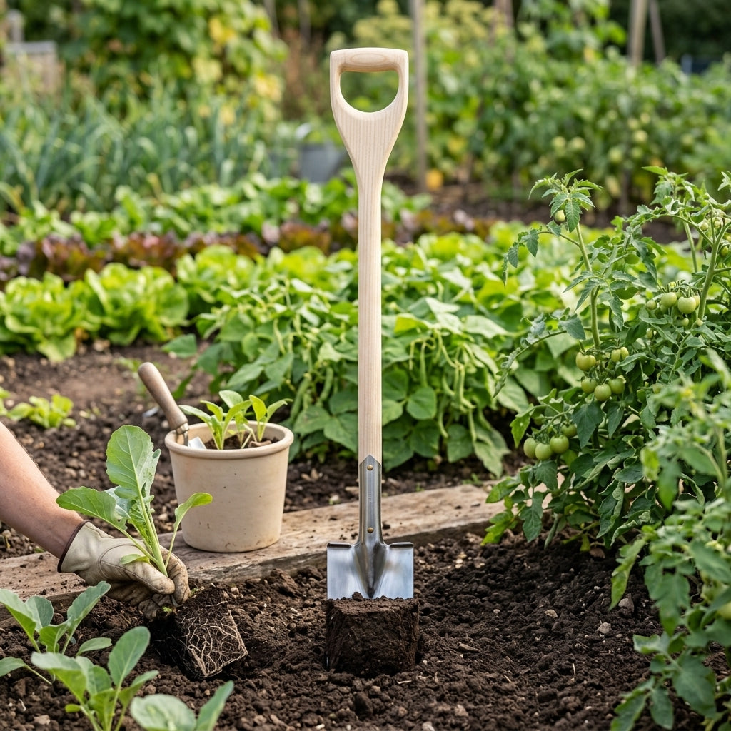 Transplanting Spade with D-handle and Steps