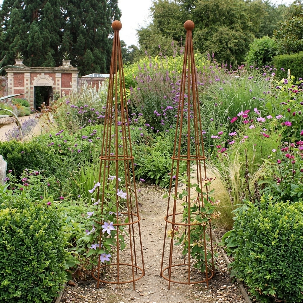 2.07m Vintage Cone Wire Obelisk Natural Rust