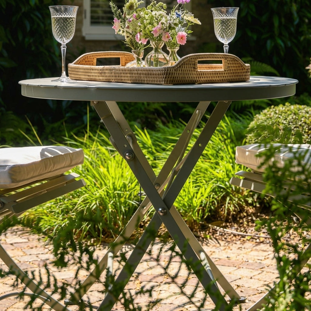 Bistro Table Set & 2 Chairs - Compact Folding Design (view 2)