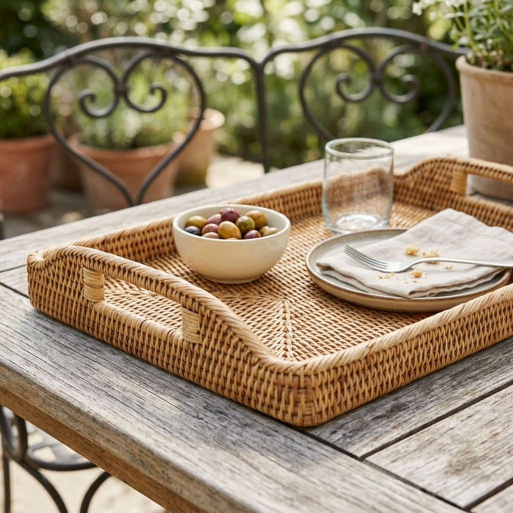 Medium Rattan Serving Tray - Natural, photo 2