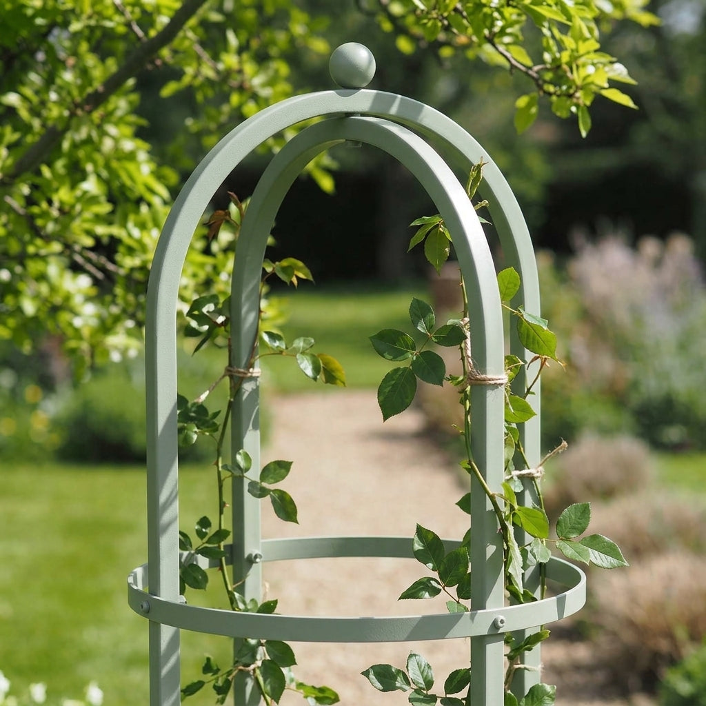 2.3m Round Obelisk - Lichen Green - Garden Support (view 2)
