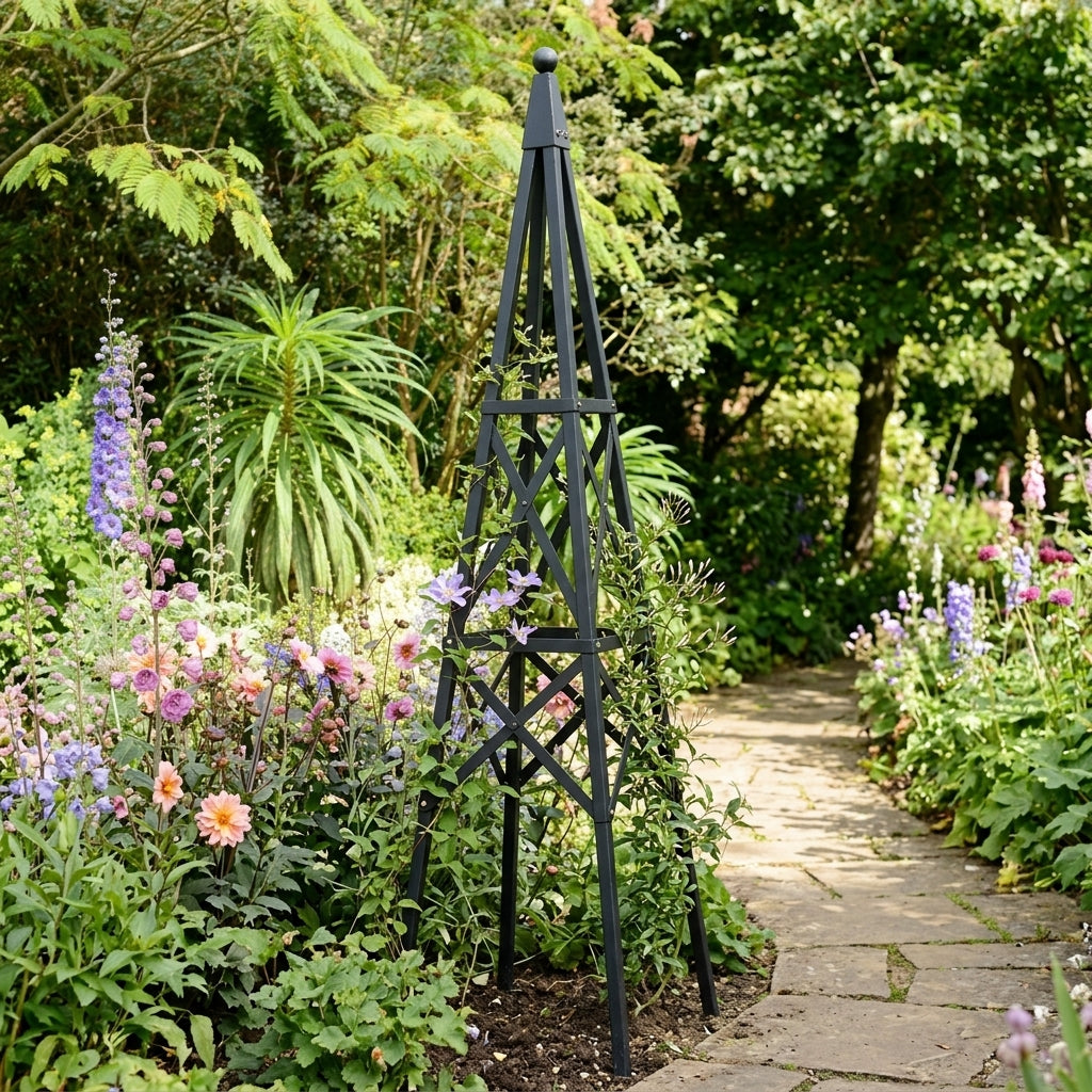 2100mm Steel Pyramid Obelisk - Matt Black, photo 1