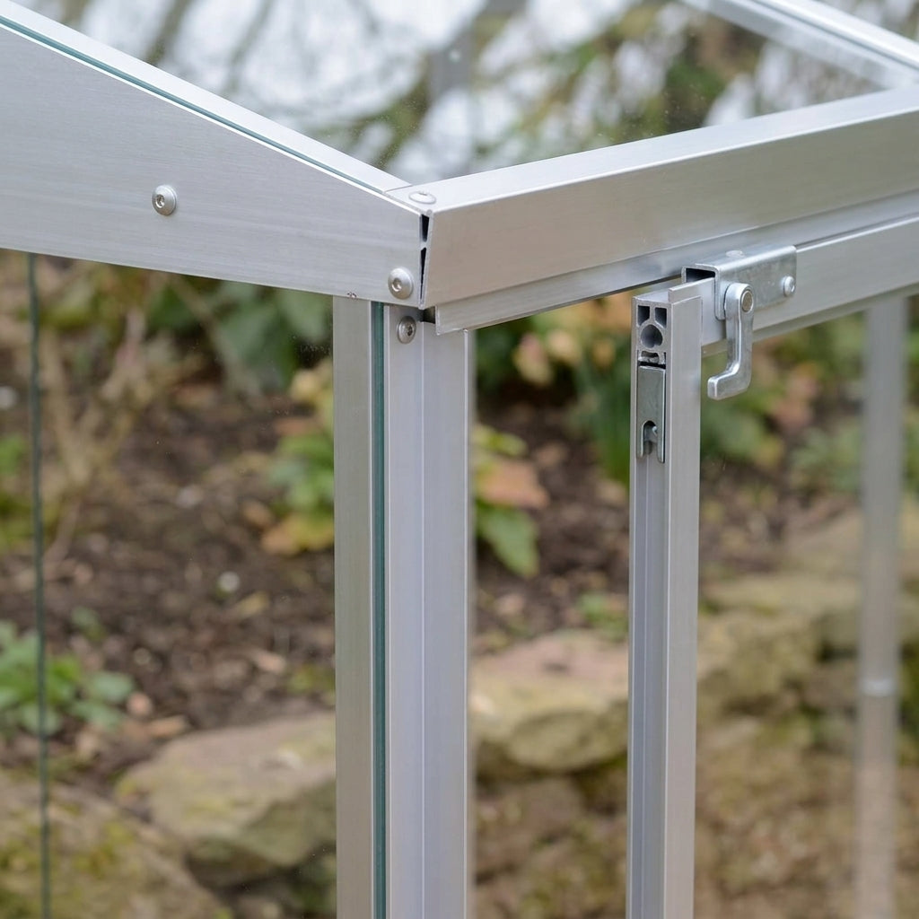 1.83m Growhouse with Toughened Glass and Seed Tray Shelves (view 2)