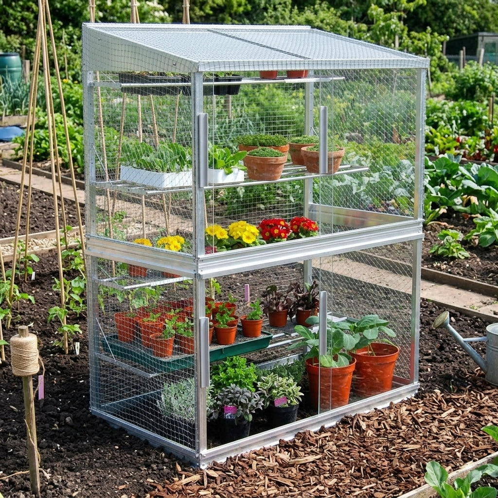 Double Lean-To Cold Frame Aluminium Toughened Glass