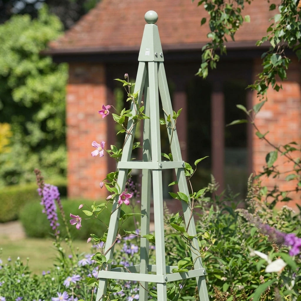 2.1m Steel Pyramid Obelisk - Lichen Green (view 2)